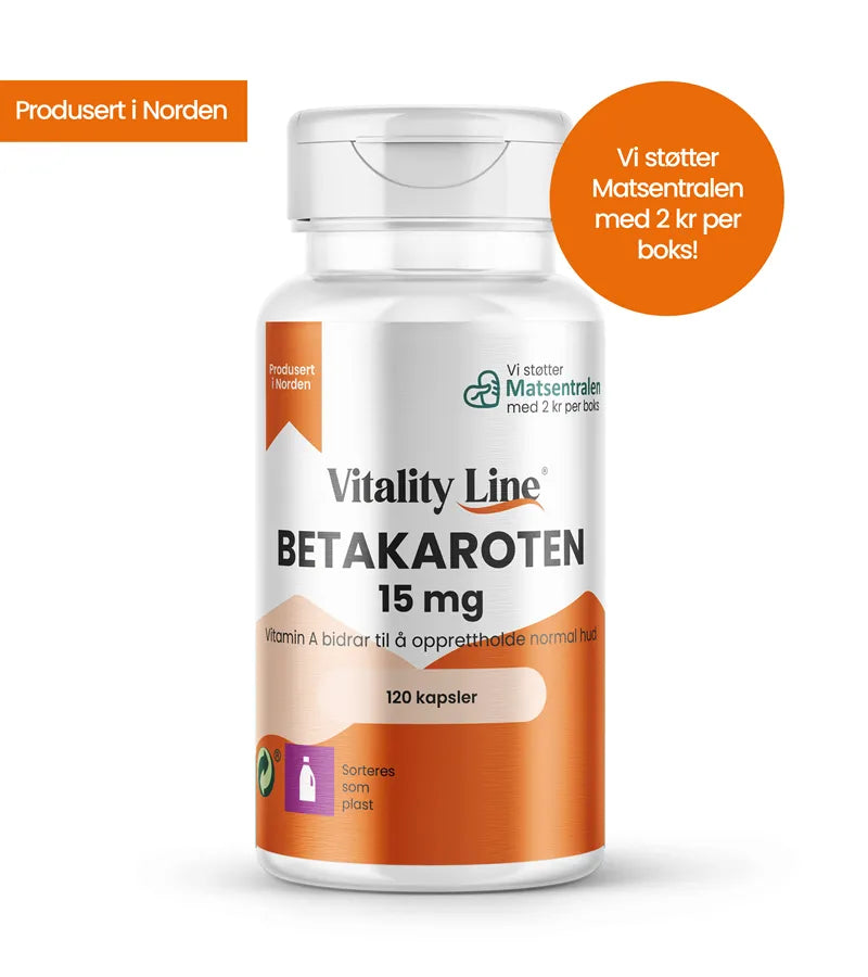 Vitality line betakaroten 15 mg 60 kapsler